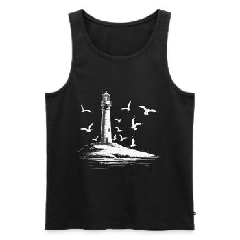 Leuchturm Möwe Hafen Moin Meer See - Männer Premium Bio Tank Top - Schwarz - Vorne - AI Model Male 178 light (178cm)