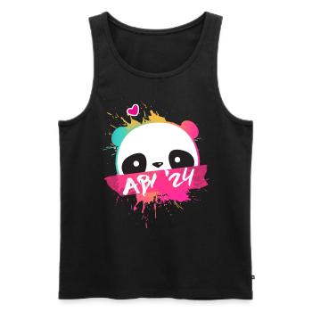 Abi '24 Motto mit süßem Panda - Abitur 2024 - Männer Premium Bio Tank Top - Schwarz - Vorne - Michal (187cm)