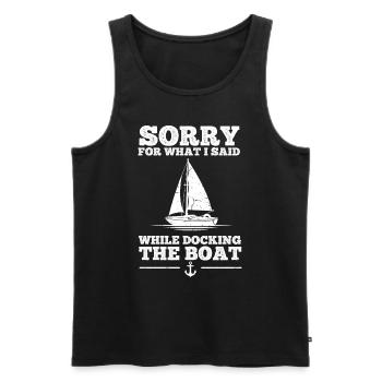 Désolé pour ce que j’ai dit en amarrant le bateau - Débardeur bio Premium Homme - noir - Devant - Michal (187cm)