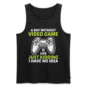 Une journée sans jeux vidéo Drôles de cadeaux de joueur Enfants - Débardeur bio Premium Homme - noir - Devant - Michal (187cm)