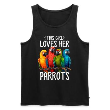 Drôles de filles perroquet oiseau dame perroquet maman quaker - Débardeur bio Premium Homme - noir - Devant - Michal (187cm)