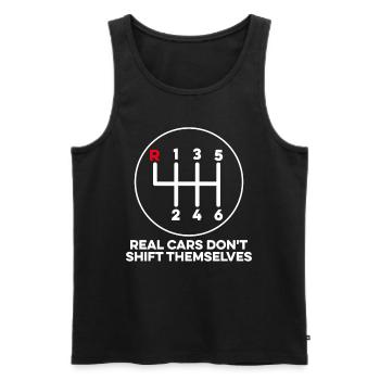 Echte Autos schalten sich nicht von selbst Lustiges Auto - Männer Premium Bio Tank Top - Schwarz - Vorne - AI Model Male 178 light (178cm)