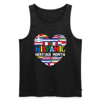 Mois du patrimoine hispanique Tous les pays Drapeaux Cœur - Débardeur bio Premium Homme - noir - Devant - Michal (187cm)
