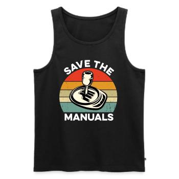 Save The Manuals Funny Car Manual Shifting Three - Men's Premium Organic Tank Top - black - Front - AI Model Male 178 light (178cm)