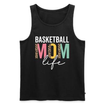 Basketball Maman Vie Léopard Guépard Drôle - Débardeur bio Premium Homme - noir - Devant - Michal (187cm)