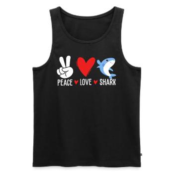 Peace Love Shark Monster Fish Funny Shark - Men's Premium Organic Tank Top - black - Front - AI Model Male 178 light (178cm)
