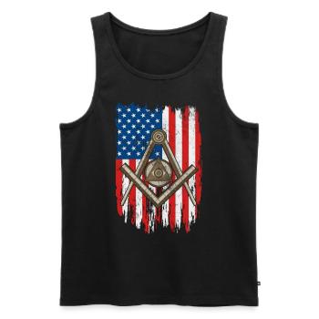 Amerikanische Flagge Freimaurerei Freimaurerei USA Square und - Männer Premium Bio Tank Top - Schwarz - Vorne - AI Model Male 178 light (178cm)