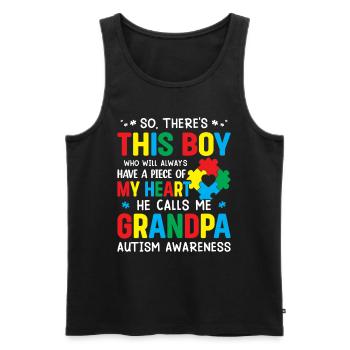 Autismus Opa Autistisches Kind Puzzleteil Band - Männer Premium Bio Tank Top - Schwarz - Vorne - Michal (187cm)
