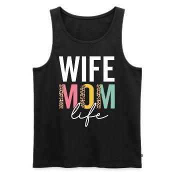 Wife Mom Life Funny Mom Leopard Wife Cheetah Mama - Men's Premium Organic Tank Top - black - Front - AI Model Male 178 light (178cm)