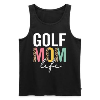 Golf Mom Life Funny Mom Leopard Golf Mama Cheetah - Men's Premium Organic Tank Top - black - Front - AI Model Male 178 light (178cm)