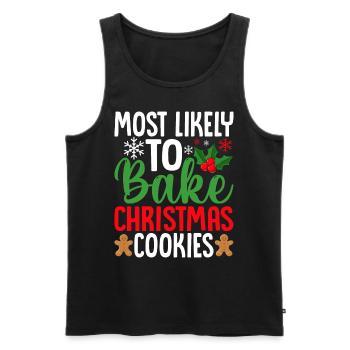 Most Likely to Bake Christmas Cookies Funny Baker - Men's Premium Organic Tank Top - black - Front - AI Model Male 178 light (178cm)