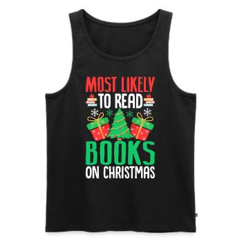 Le plus susceptible de lire un livre sur Noël drôle - Débardeur bio Premium Homme - noir - Devant - Michal (187cm)