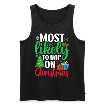 Most Likely to Nap On Christmas Funny Xmas - Men's Premium Organic Tank Top - black - Front - Michal (187cm)