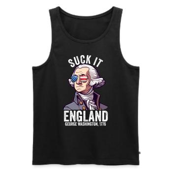 Suck It Angleterre Drôle 4 Juillet George - Débardeur bio Premium Homme - noir - Devant - Michal (187cm)