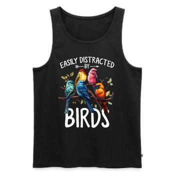 Easily Distracted By Birds Funny Birding Bird - Men's Premium Organic Tank Top - black - Front - Michal (187cm)