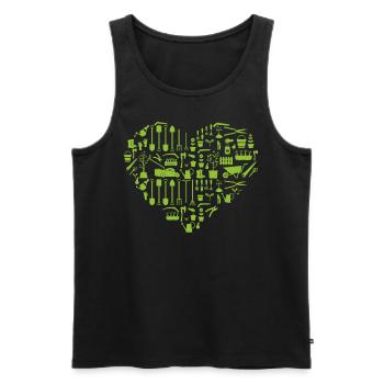 Coeur de jardin drôle de jardinage amant plante - Débardeur bio Premium Homme - noir - Devant - Michal (187cm)