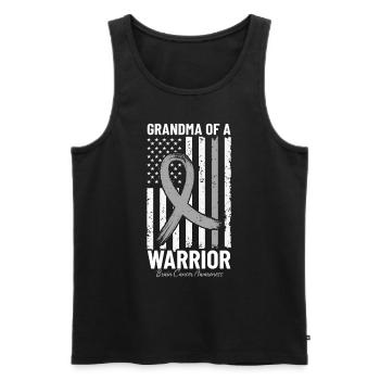 Grandma Of A Warrior Brain Cancer USA Flag Gray - Men's Premium Organic Tank Top - black - Front - Michal (187cm)
