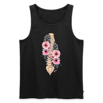 Drôle de scoliose Spinal Fusion Fleurs Cervicales - Débardeur bio Premium Homme - noir - Devant - AI Model Male 178 light (178cm)