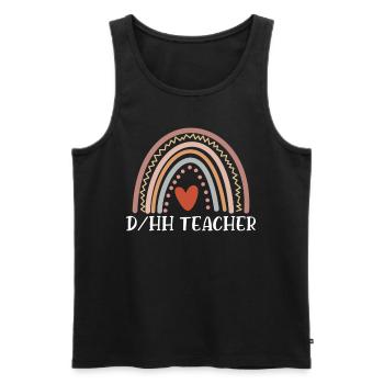 DHH Enseignant Boho Arc-en-ciel Drôle sourd Ed Enseignant - Débardeur bio Premium Homme - noir - Devant - Michal (187cm)