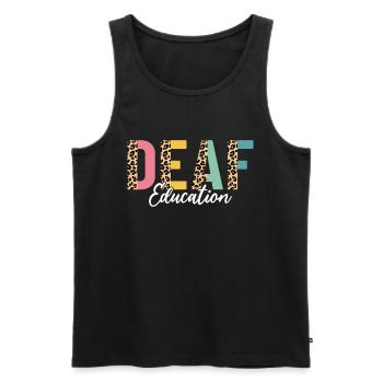 Deaf Education Half Leopard DHH Funny Deaf ASL - Men's Premium Organic Tank Top - black - Front - AI Model Male 178 light (178cm)