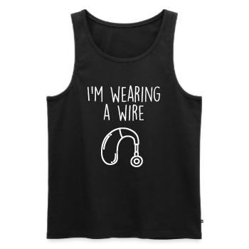 Wearing A Wire Funny Deaf and Hard of Hearing - Men's Premium Organic Tank Top - black - Front - AI Model Male 178 light (178cm)
