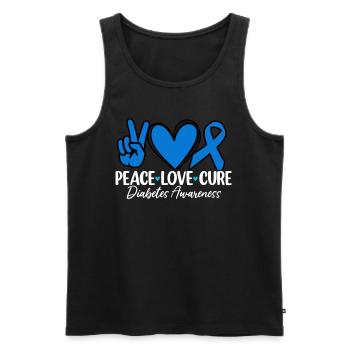 Peace Love Cure T1D Blue Ribbon Juvenile Diabetes - Men's Premium Organic Tank Top - black - Front - AI Model Male 178 light (178cm)