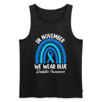Im November tragen wir Blue Ribbon Rainbow Diabetes - Männer Premium Bio Tank Top - Schwarz - Vorne - Michal (187cm)