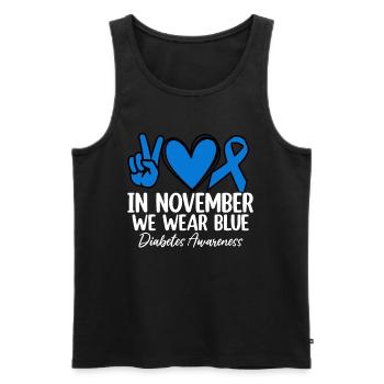 Im November tragen wir blaue nutzlose Bauchspeicheldrüse - Männer Premium Bio Tank Top - Schwarz - Vorne - Michal (187cm)
