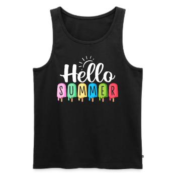 Hallo Sommer Eis am Stiel Lustige Sommer Snacks Gefroren - Männer Premium Bio Tank Top - Schwarz - Vorne - AI Model Male 178 light (178cm)