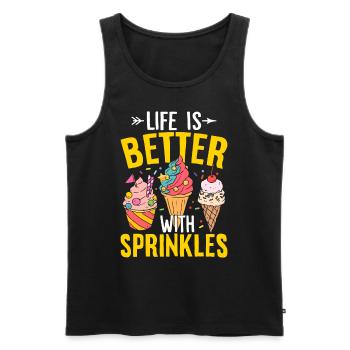 Das Leben ist besser mit Streuseln lustiges gefrorenes Eis - Männer Premium Bio Tank Top - Schwarz - Vorne - AI Model Male 178 light (178cm)