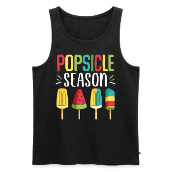 Popsicle Saison Glace Sucette Drôle Sucré Congelé - Débardeur bio Premium Homme - noir - Devant - AI Model Male 178 light (178cm)