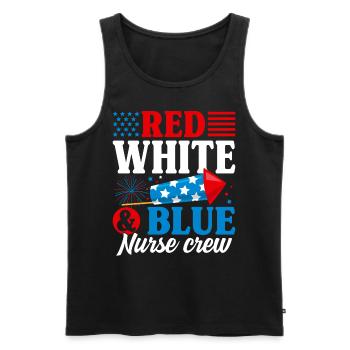 Rot Weiß Blau Krankenschwester Crew Patriotische Krankenschwester - Männer Premium Bio Tank Top - Schwarz - Vorne - AI Model Male 178 light (178cm)