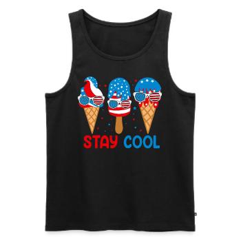 Restez au frais 4 juillet Ice Cream USA Drapeau Été - Débardeur bio Premium Homme - noir - Devant - Michal (187cm)