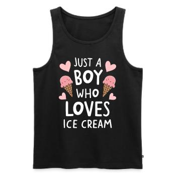 Just A Boy Who Loves Ice Cream Funny Frozen - Men's Premium Organic Tank Top - black - Front - Michal (187cm)