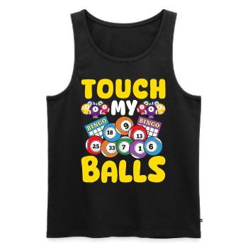 Touch My Balls Bingo Drôle Jeu Caller Bingo - Débardeur bio Premium Homme - noir - Devant - AI Model Male 178 light (178cm)