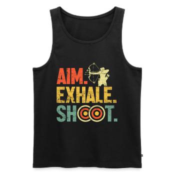 Funny Archery Retro Groovy Fletch Archery Hunting - Men's Premium Organic Tank Top - black - Front - AI Model Male 178 light (178cm)