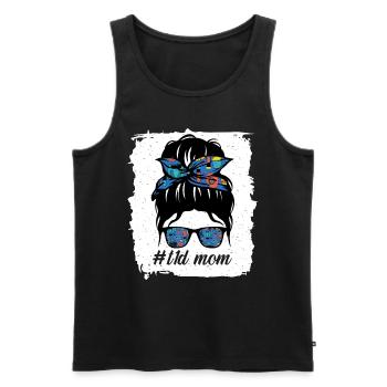 T1D Mom Blue and Gray Ribbon Messy Bun Juvenile - Men's Premium Organic Tank Top - black - Front - AI Model Male 178 light (178cm)