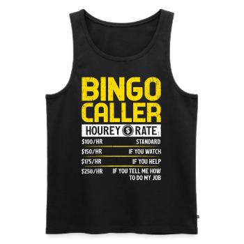 Bingo Caller Taux horaire Drôle Jeu de loterie Bingo - Débardeur bio Premium Homme - noir - Devant - AI Model Male 178 light (178cm)