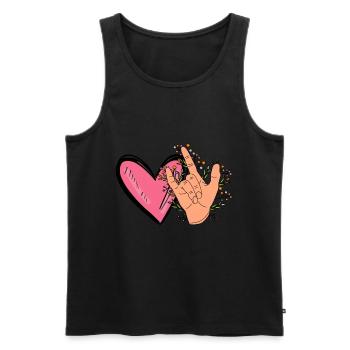 ASL Amour Langue des signes Drôle Sourd et Dur de - Débardeur bio Premium Homme - noir - Devant - Michal (187cm)