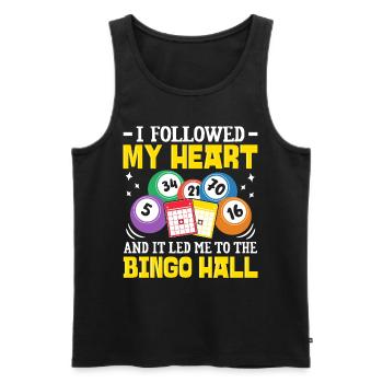 Drôle Bingo Hall Caller Holler Loterie Jeux d’argent - Débardeur bio Premium Homme - noir - Devant - AI Model Male 178 light (178cm)