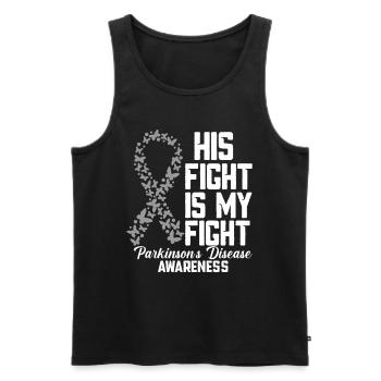Son combat est mon combat Ruban d’argent gris - Débardeur bio Premium Homme - noir - Devant - Michal (187cm)