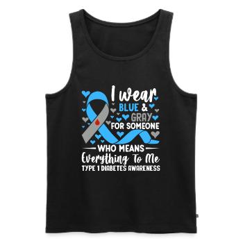 Diabetes Awareness Juvenile Blue And Gray Ribbon - Men's Premium Organic Tank Top - black - Front - AI Model Male 178 light (178cm)