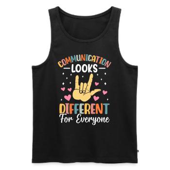 Communication Looks Different for Everyone Funny - Men's Premium Organic Tank Top - black - Front - AI Model Male 178 light (178cm)