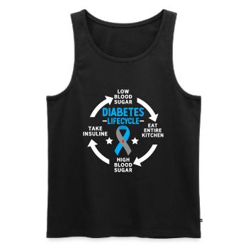 Funny Diabetic Blue Ribbon T1D Juvenile Diabetes - Men's Premium Organic Tank Top - black - Front - AI Model Male 178 light (178cm)