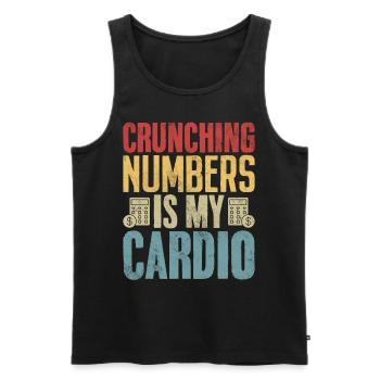 Crunching Numbers Is My Cardio Retro Funny - Men's Premium Organic Tank Top - black - Front - AI Model Male 178 light (178cm)