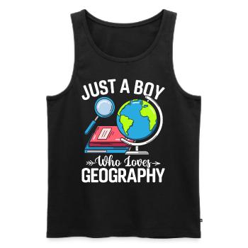 Nur ein Junge, der Geographie liebt Kartographie Lustig - Männer Premium Bio Tank Top - Schwarz - Vorne - Michal (187cm)