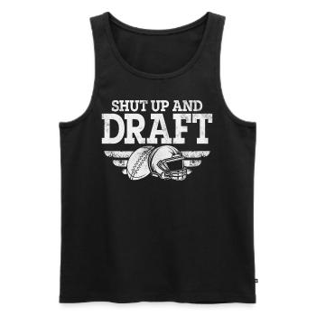 Tais-toi et draft Fantasy Football drôle FFL - Débardeur bio Premium Homme - noir - Devant - AI Model Male 178 light (178cm)