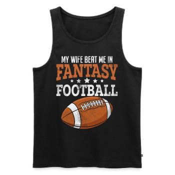 Drôle Fantasy Football Mari Commissaire Brouillon - Débardeur bio Premium Homme - noir - Devant - AI Model Male 178 light (178cm)