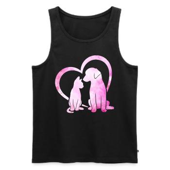 Sauvetage d’animaux Drôle Battement de cœur Adoption d’un animal de compagnie - Débardeur bio Premium Homme - noir - Devant - Michal (187cm)