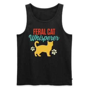 Feral Cat Whisperer Retro Vintage Funny Foster - Men's Premium Organic Tank Top - black - Front - AI Model Male 178 light (178cm)